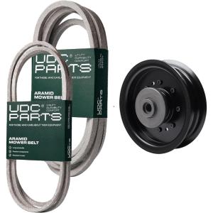 imageUDC Parts Deck Rebuild KitBelt 130969  Belt 197242  Pulley 532196104  Fits Husqvarna 2042LS 2146XLS 2246LS 2346XLS Poulan PB20H42LT PB20H42YT PB22H42YT