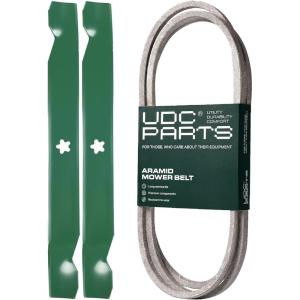 imageUDC Parts Deck Rebuild KitBelt 194346  2 Pack Blades 138971  Fits Husqvarna LT152 LT1942 YT1942 YT1942T Poulan PB175G42 PB19546LT PP175G42