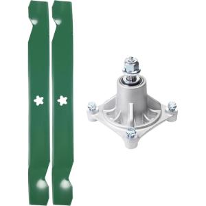 imageUDC Parts Spindle 532174356  2 Pack Blades 138971  Fits Husqvarna LTH1542 RZ4219 RZ4619 RZ4620 RZ5422 RZ5424 YTH130 Z142 Z4218 Z4219 Z4824 Z5426