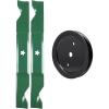imageUDC Parts Pulley 195945  2 Pack Blades 405380  Fits Husqvarna 2146XLS 2246LS 2346XLS RZ4219 TS146TXD TS146X TS146XD TS146XK TS146XKD TS246 TS346 YT46LS YTA1946 YTA20V46 YTA22V46 YTH1846 YTH18K46
