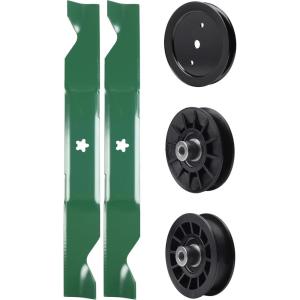 imageUDC Parts Mower KitPulley 195945  Pulley 532194326  Pulley 532194327  2 Pack Blades 405380  Fits Husqvarna 2146XLS 2246LS 2346XLS TS146TXD TS146XD TS146XK TS146XKD TS246 TS346 YT46LS YTA1946