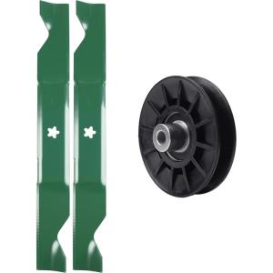 imageUDC Parts Pulley 532194326  2 Pack Blades 405380  Fits Husqvarna 2146XLS 2246LS 2346XLS LT1597 TS146TXD TS146X TS146XD TS146XK TS146XKD TS246 TS346 YT46LS YTA1946 YTA20V46 YTA22V46 YTH1846 YTH18K46