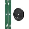 imageUDC Parts Pulley 195945  2 Pack Blades 138971  Fits Husqvarna LT1942 LT2223A2 LTH171 RZ19CE RZ4216 RZ4219 RZ4219BF RZ4221BF TS142 TS142K TS142L TS142T TS142X TS142XK YT16542 YT16542T YT1942 YT1942T
