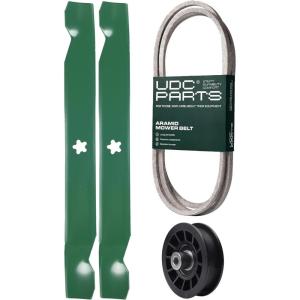 imageUDC Parts Mower KitBelt 405143  Pulley 532194327  2 Pack Blades 138971  Fits Husqvarna YTH22V42
