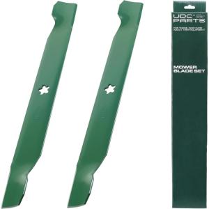 imageUDC Parts UC22009 Mower Blades Replacement for John Deere 48 Inch 325 335 345 M145476 M127500 M127673 X300 X304 X310 X500 X540 X570 X580 X584 GX255 GX325 GX335 Ztrak ZeroTurn Z325E  3 Pack High Lift138971