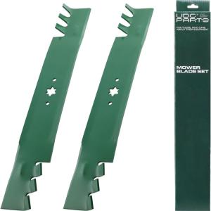 imageUDC Parts UC22009 Mower Blades Replacement for John Deere 48 Inch 325 335 345 M145476 M127500 M127673 X300 X304 X310 X500 X540 X570 X580 X584 GX255 GX325 GX335 Ztrak ZeroTurn Z325E  3 Pack High Lift9420616