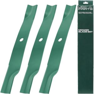 imageUDC Parts UC22009 Mower Blades Replacement for John Deere 48 Inch 325 335 345 M145476 M127500 M127673 X300 X304 X310 X500 X540 X570 X580 X584 GX255 GX325 GX335 Ztrak ZeroTurn Z325E  3 Pack High LiftTCU15881