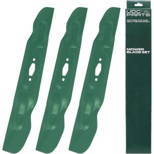 imageUDC Parts UC22009 Mower Blades Replacement for John Deere 48 Inch 325 335 345 M145476 M127500 M127673 X300 X304 X310 X500 X540 X570 X580 X584 GX255 GX325 GX335 Ztrak ZeroTurn Z325E  3 Pack High Lift74205086