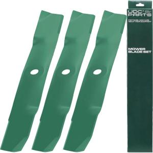 imageUDC Parts UC22009 Mower Blades Replacement for John Deere 48 Inch 325 335 345 M145476 M127500 M127673 X300 X304 X310 X500 X540 X570 X580 X584 GX255 GX325 GX335 Ztrak ZeroTurn Z325E  3 Pack High LiftM143520