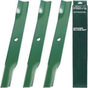 imageUDC Parts UC22009 Mower Blades Replacement for John Deere 48 Inch 325 335 345 M145476 M127500 M127673 X300 X304 X310 X500 X540 X570 X580 X584 GX255 GX325 GX335 Ztrak ZeroTurn Z325E  3 Pack High Lift795526