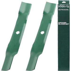 imageUDC Parts UC22009 Mower Blades Replacement for John Deere 48 Inch 325 335 345 M145476 M127500 M127673 X300 X304 X310 X500 X540 X570 X580 X584 GX255 GX325 GX335 Ztrak ZeroTurn Z325E  3 Pack High LiftAM137327