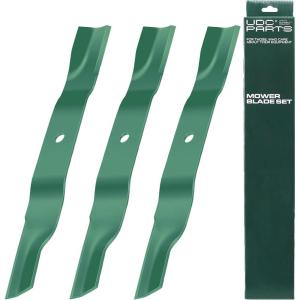 imageUDC Parts UC22009 Mower Blades Replacement for John Deere 48 Inch 325 335 345 M145476 M127500 M127673 X300 X304 X310 X500 X540 X570 X580 X584 GX255 GX325 GX335 Ztrak ZeroTurn Z325E  3 Pack High Lift04771200