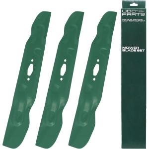 imageUDC Parts UC22009 Mower Blades Replacement for John Deere 48 Inch 325 335 345 M145476 M127500 M127673 X300 X304 X310 X500 X540 X570 X580 X584 GX255 GX325 GX335 Ztrak ZeroTurn Z325E  3 Pack High Lift74205094